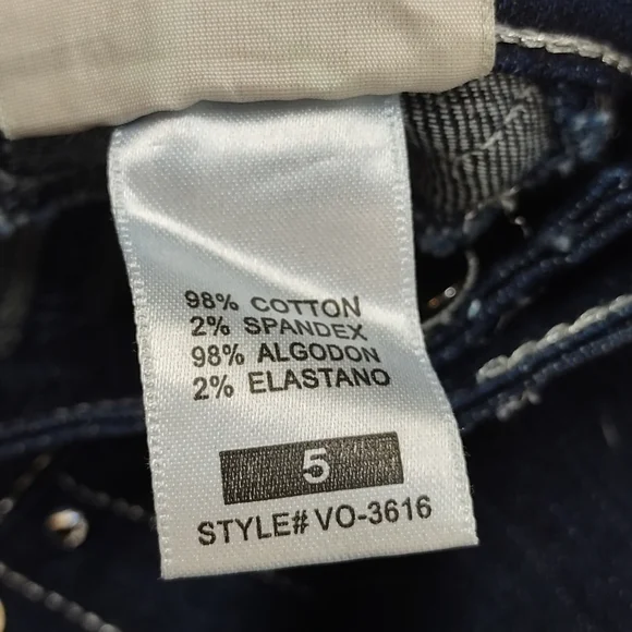 Virgin Only Embellished Metallic Thread Flare Jeans Sz 5 - Picture 10 of 10